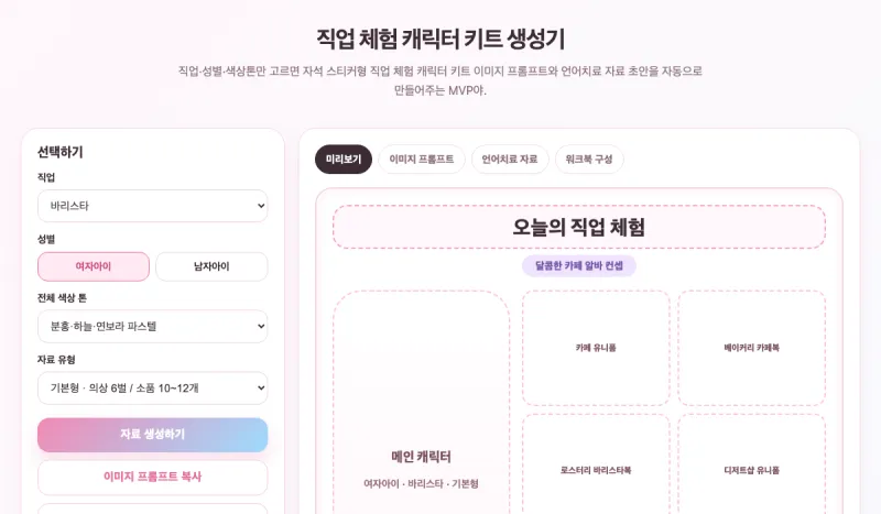 직업 체험 캐릭터 키트